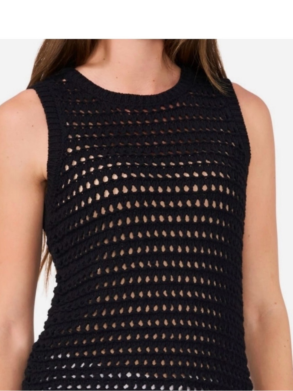 Nordstrom Halogen Black Crochet Knit Tank Top